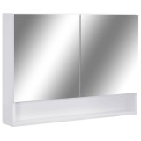Cumpara ieftin Dulap de baie cu oglinda si LED-uri, alb, 80x15x60 cm, MDF