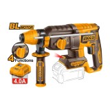 Ciocan rotopercutor INGCO CRHLI262085E, 20V, Brushless, SDS Plus, 2.5J, 26mm beton, 13mm otel, 30mm lemn, 0-1100 RPM, 0-5000 BPM, LED, 2 acumulatori 4