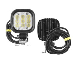 Proiector de lucru 12/24V; 4000 lm; 9 diode de lumini; carcasa aluminiu; cu cablu; patrat; cu suport; carcasa neagra; 1 buc. foto