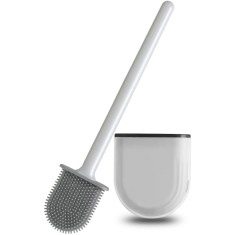 Perie WC din silicon pentru toaleta, cap flexibil, aspect modern, autoadeziv pe perete