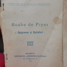 1933 BOABE DE PIPER – EPIGRAME SI EPITAFURI STEFAN IVANOVICI-TERENTIU autograf