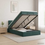 Cumpara ieftin Pat ottoman cu saltea Verde inchis 120 x 190 cm Catifea