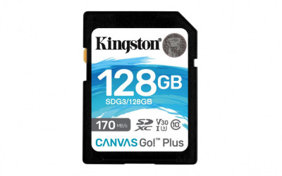 Sd card kingston 128gb canvas go plus clasa 10 uhs-i speed up to 170 mb/s foto