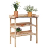 vidaXL Masă de plante cu raft, 78x38x82,5 cm, lemn masiv de brad