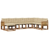 vidaXL Set de canapele de exterior cu pernă 8 pcs Natural și Bej 3382149