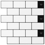 vidaXL Placă de metrou 50 pcs Alb negru 30 x 30 cm Poliuretan și PET 42046125