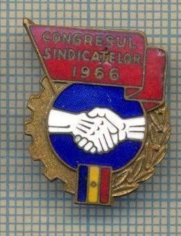 Y 843 INSIGNA - CONGRESUL SINDICATELOR 1966 -PENTRU COLECTIONARI