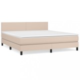 Cumpara ieftin Pat box spring cu saltea, cappuccino, 180x200cm piele ecologica