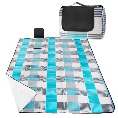 Patura pentru picnic sau plaja, cu folie izolatoare si maner, 150x200cm, albastru gri Household NewTrend foto