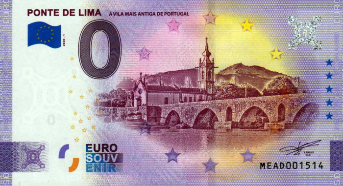 !!! 0 EURO SOUVENIR - PORTUGALIA - PONTE DE LIMA - 2020.1 - UNC