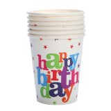 Set 6 Pahare de Carton, Cyrax, Colectia Happy Birthday, 7 x 5 x 8.5 cm, Multicolor