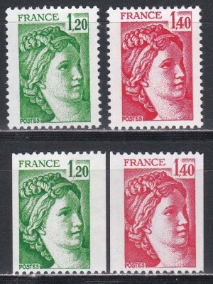 Franta 1980 - &amp;bdquo;Sabine&amp;rdquo; - Valori Noi, 2 Serii (DT + NDT pe verticala), SET COMPLET, MNH foto