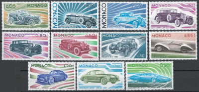 Monaco 1975 Mi 1191/201 MNH - Dezvoltarea industriei auto, masini, automobile foto