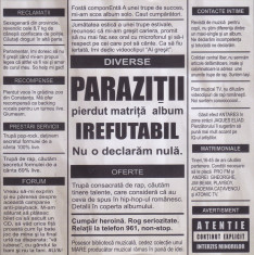 CD Hip Hop: Parazitii - Irefutabil ( 2002 , original , NOU ) foto