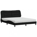 Cumpara ieftin Pat cu saltea, Hvar, negru, 160x200 cm, textil