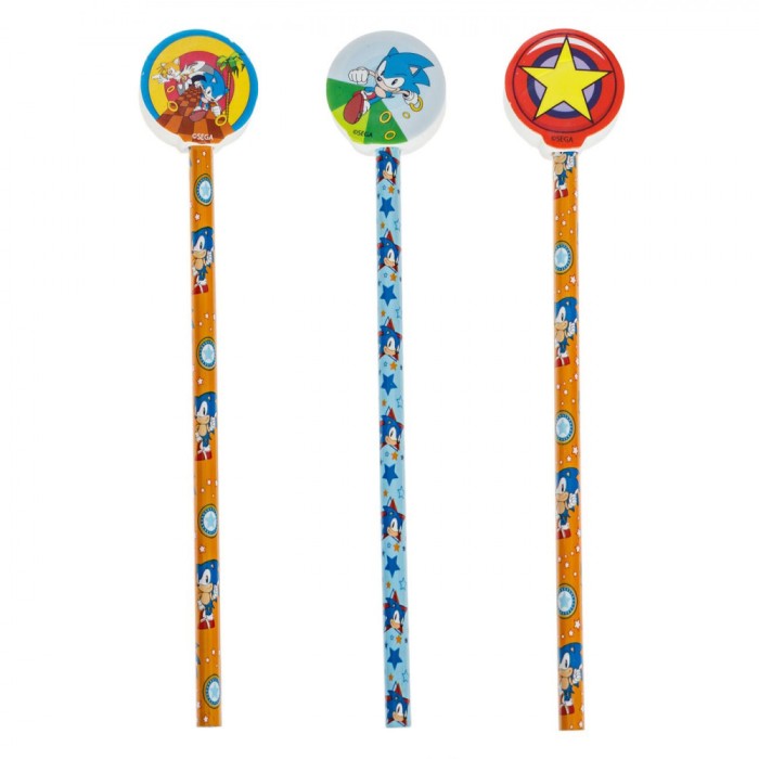 Set Creioane Cu Radieră, Sonic, Diverse Modele, Multicolor, 3 Bucăți