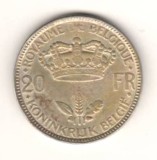 SV * Belgia 20 FRANCS 1935 ARGINT .800 +/- XF, Europa