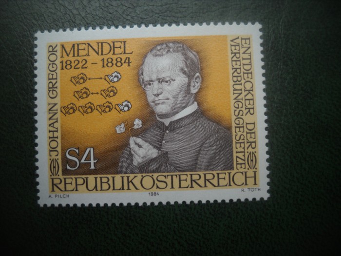 HOPCT TIMBRE MNH 756 FONDATORUL GENETICII GREGOR MENDEL 1984 -1 VAL AUSTRIA