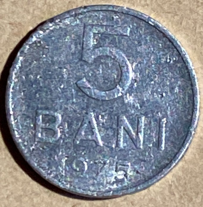 ROMANIA 5 BANI 1975, MONEDA ALUMINIU CIRCULATA / p
