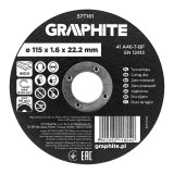Disc de taiere pentru metal si inox Graphite 115 x 1.6 x 22.2 mm