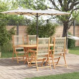 vidaXL Masă pliabilă de grădină Manual 5 pcs Bej 160x85x75 cm