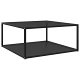 VidaXL Măsuță de cafea, negru, 80x80x35 cm, sticlă securizată