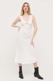 Bardot rochie culoarea alb, midi, dreaptă