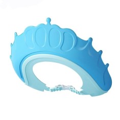 Viziera de protectie baita bebelusilor, pentru ochi si urechi, cu banda reglabila, din silicon, in forma de coroana, albastru