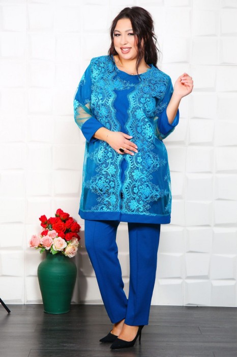 Compleu Elegant din 3 piese Fiesta Turcuaz - 52Marimea