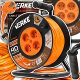 Rola prelungitor cablu cu cadru metalic, 40 metri 3 x 1,5 mm, Verke