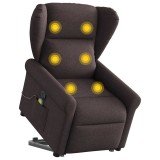 vidaXL Fotoliu rabatabil de masaj, cu ridicare, maro &icirc;nchis, textil