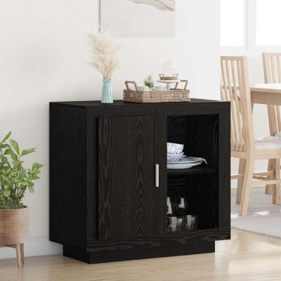 vidaXL Bufet Stejar negru 40 x 80 x 75 cm Lemn compozit 880536 foto