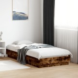 VidaXL Cadru pat fără saltea, stejar fumuriu 75x190 cm lemn prelucrat
