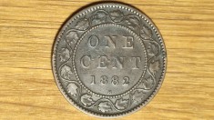 Canada - moneda de colectie bronz - 1 cent 1882 H - rarisima! - Victoria tanara!