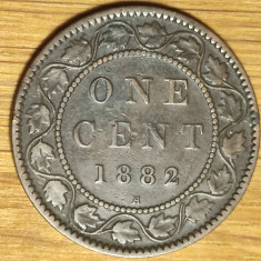 Canada - moneda de colectie bronz - 1 cent 1882 H - rarisima! - Victoria tanara!