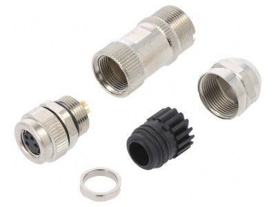 Conector M8 Femeie 4 Pini Drept pe Cablu 3A IP65/IP67 30V foto