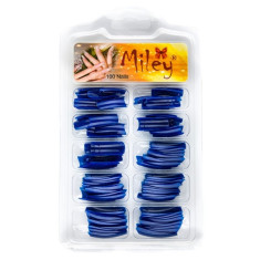 Tipsuri pentru manichiura colorate, 100 bucati, albastru