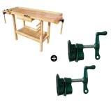 Cumpara ieftin Banc de lucru pentru tamplarie ROX Wood X0110, 1500 x 500 x 860 mm + 2 x Menghina tamplarie extensibila Troy 25049