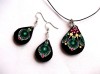 Set Bijuterii Lemn Handmade: Colier cu Pandantiv &amp; Cercei Decoupage, 40/30mm