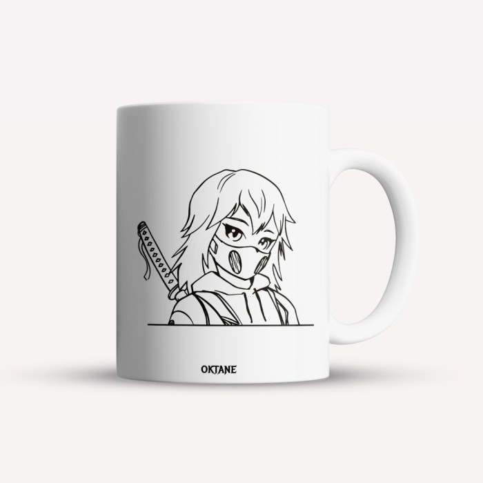 Cana alba personalizata Anime mask, INOVATIX&reg;. 330ml