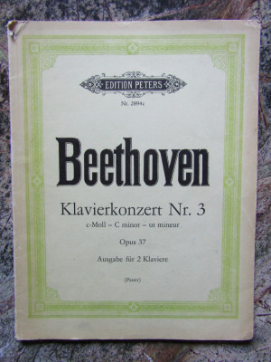 BEETHOVEN Klavierkonzert Nr.3 Opus 37 Ausgabe fur 2 Klaviere foto