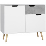 Cumpara ieftin HOMCOM Dulap Depozitare Modern cu Sertar și 2 Uși, Mobilier Funcțional, 98x39x81.5 cm, Gri | Aosom Romania