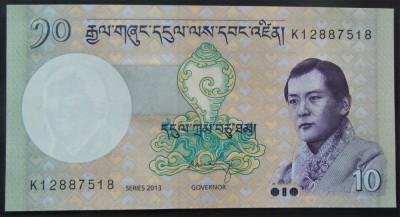 BANCNOTA EXOTICA 10 NGULTRUM - BHUTAN, anul 2013 *cod 11 B = UNC foto