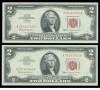 Bancnota 2 Dolari 1963 Red Seal SUA, Serie Consecutive, UNC