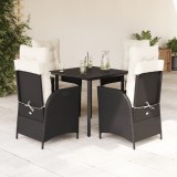 vidaXL Set mobilier de grădină cu perne, 5 piese, negru, poliratan 3213165
