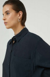 Abercrombie &amp; Fitch camasa femei, culoarea negru, cu guler clasic, relaxed