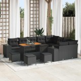 VidaXL Set de canapele pentru grădină 13 pcs Negru 110 x 55 x 71 cm