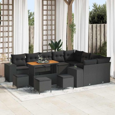 vidaXL Set de canapele pentru grădină 13 pcs Negru 110 x 55 x 71 cm 3363999 foto