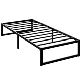 HOMCOM Cadru de pat 90 x 200 cm cu somieră din metal, pat single cu depozitare sub pat, silențios, montaj ușor, negru | Aosom Romania