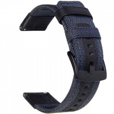 Curea textila, compatibila Huawei Watch GT4 46mm|GT3 46mm|GT3 Pro 46mm|GT2 46mm|GT 2e|Galaxy Watch 3 45mm, Nashville Blue